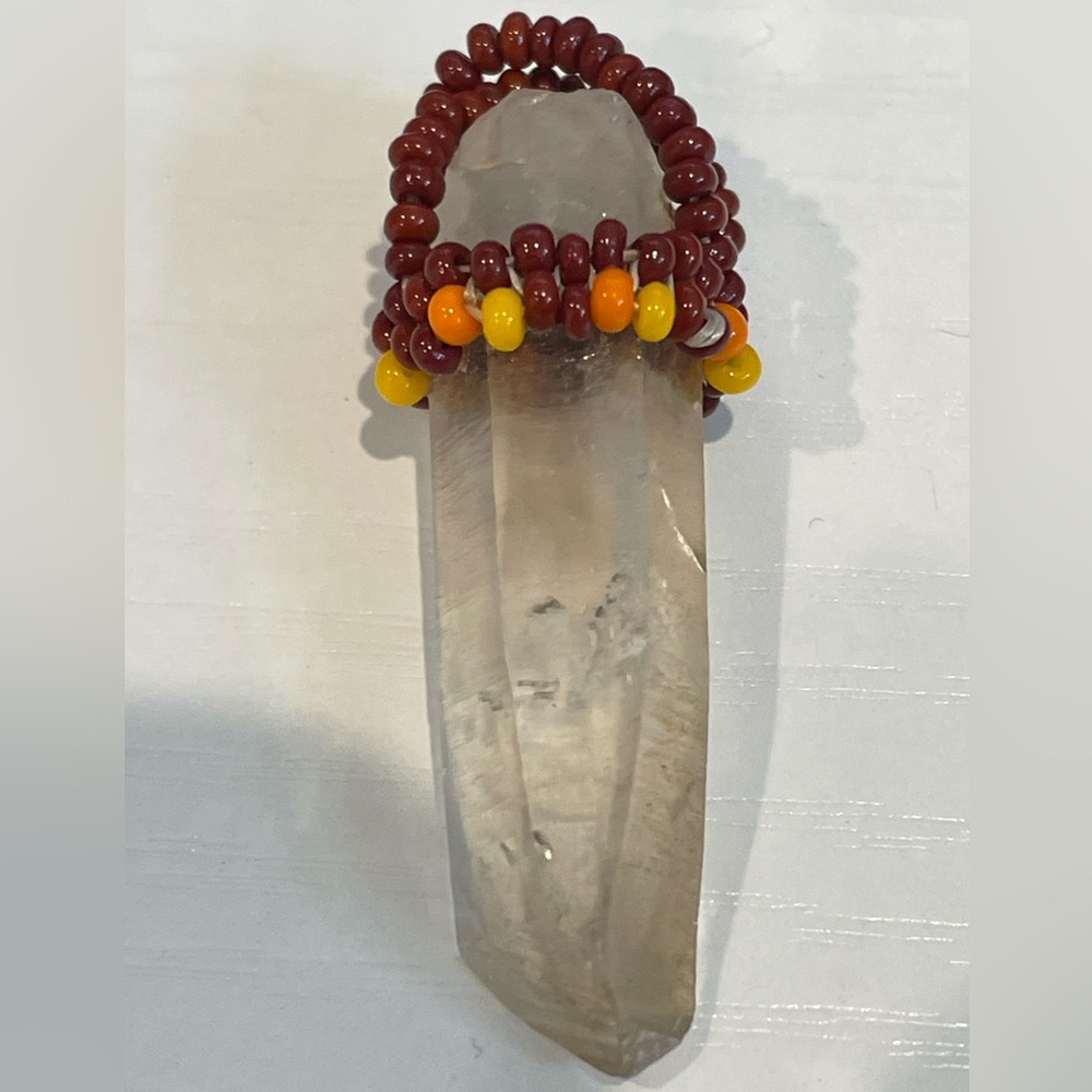 Natural Clear Quartz Crystal Point Pendant small round beads
